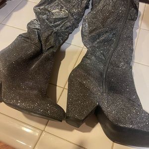 Torrid Knee High Boots - Silver Sparkle - NEW - 8.5 Wide Width